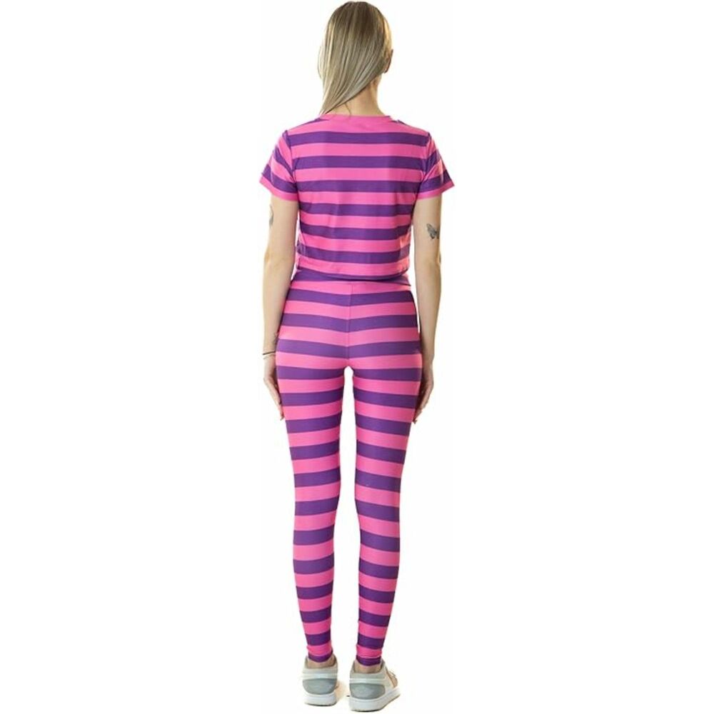 Pink and Purple Striped Crop Top, Leggings Costume, Medium, 13J-190Set001 - Picture 2 of 3